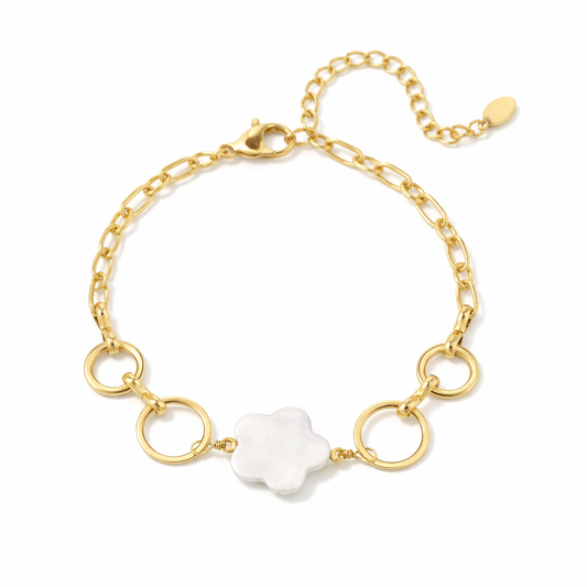 Armband Blume und Ringe goldfarben Muschel Elegant Luxus Urlaub Nickelfrei Yehwang