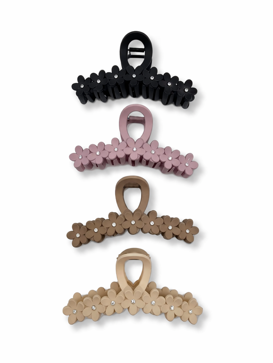 Haarklammer Haarschmuck 7 Blumen Taupe beige creme schwarz Yehwang