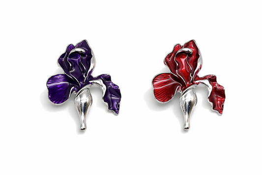 Brosche Irisblume Iris Lila Bordeaux Modeschmuck Blumen Blüte