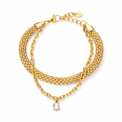 Armband Goldfarben Gliederarmband doppelarmband Strass Elegant Party Sweet7 Nickelfrei