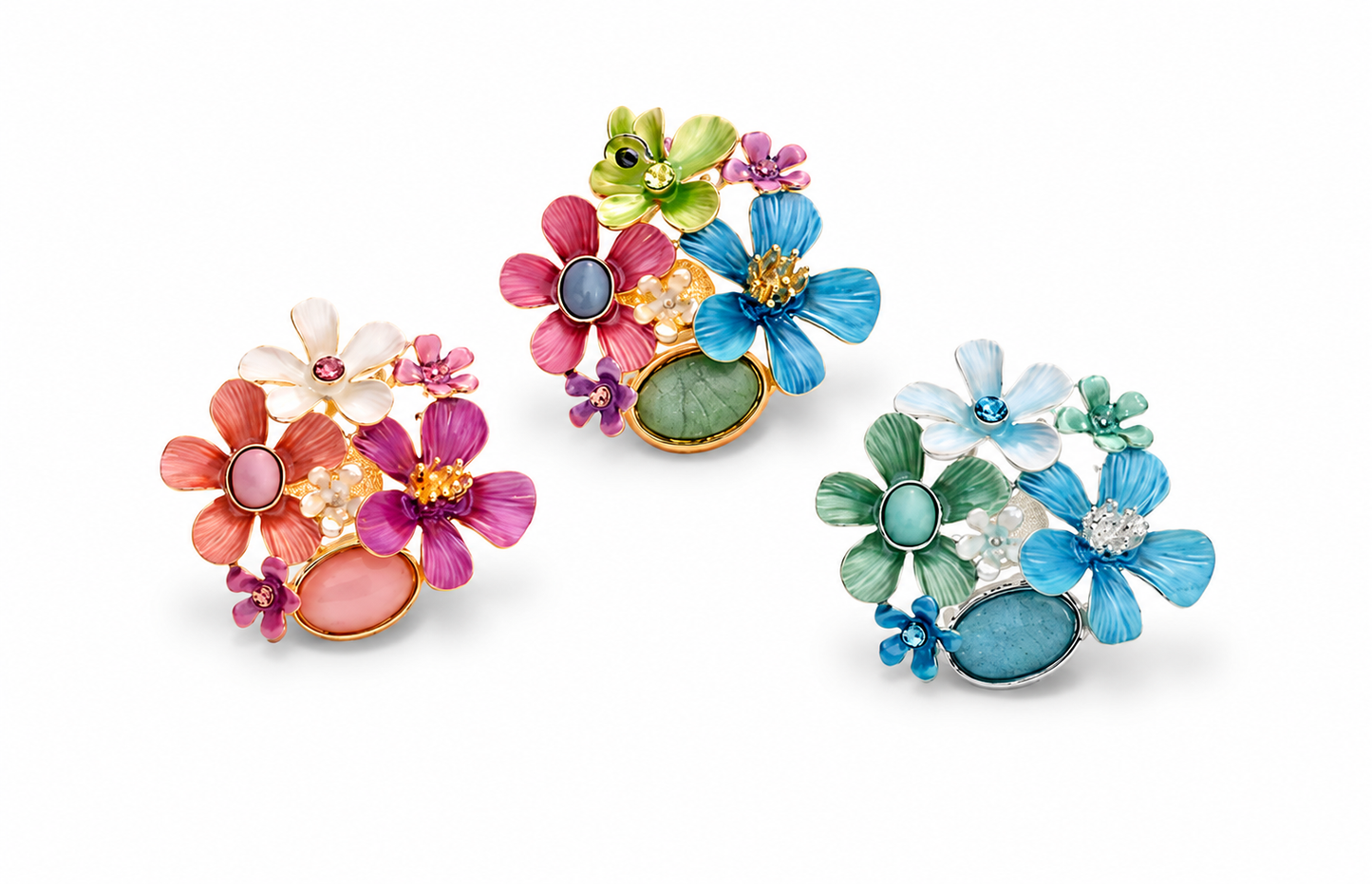 Brosche Blumen Blau Türkis Rosa Magnet Anstecknadel Trend 2026