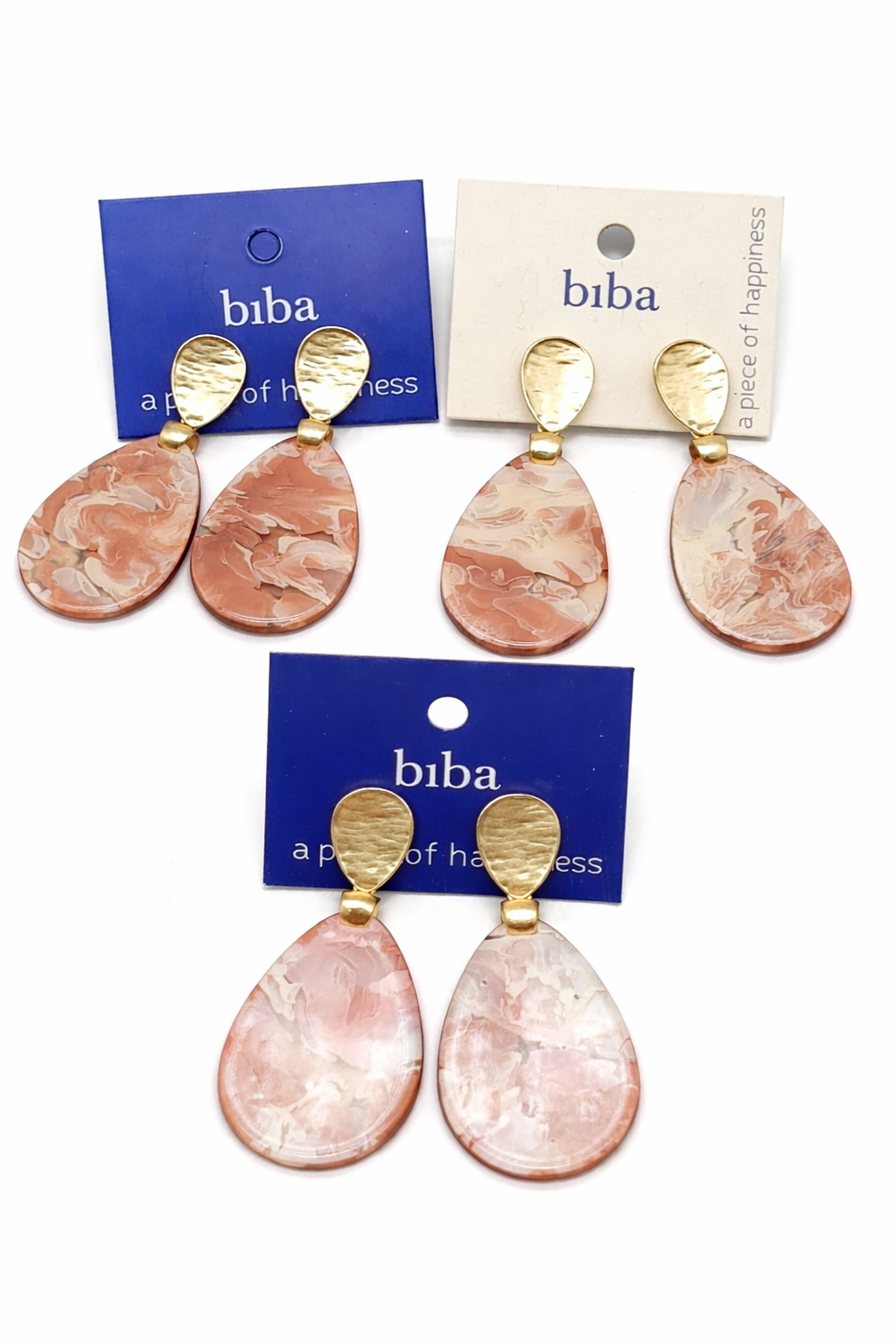 Biba Ohrhänger Ohrringe Acryl Anhänger Beige Altrosa Farben Nickelfrei