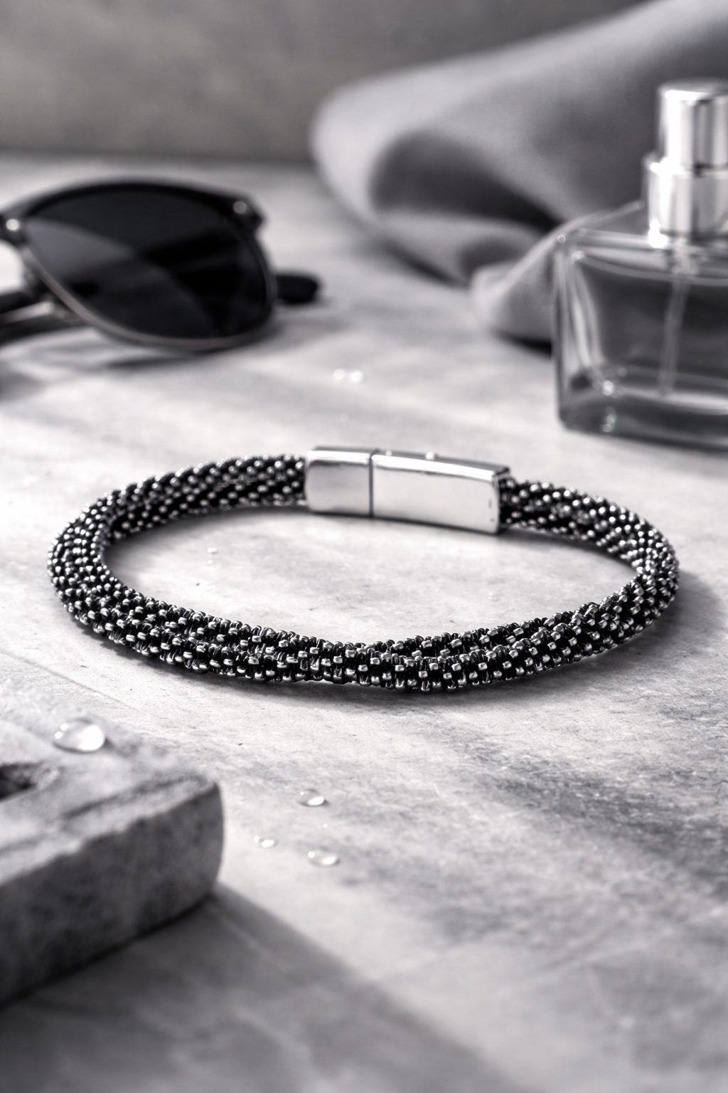 Armband Antik Silberfarben Doppelkette mit Magnetverschluss Nickelfrei Unisex Biba