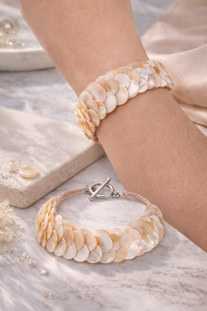Armband Schuppen Rosa Perlmutt Außergewöhnlich Trend Sommer Cosmos