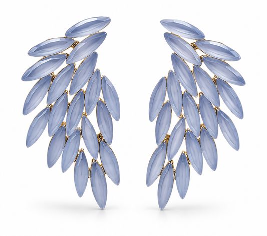 Ohrringe Ohrhänger Flügel Cat-Eye Stones Nickelfrei Sweet7 Lavendel