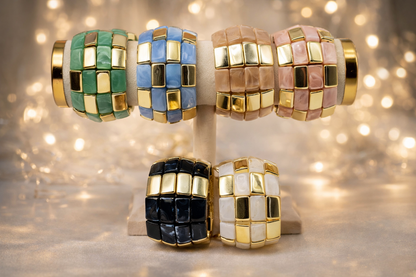 Armband Stretch Goldfarben Blassrosa Weiß Hellblau Hellgrün Beige Schwarz Nickelfrei