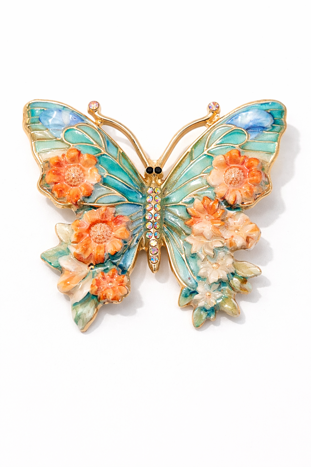Brosche Schmetterlinge Pastell Blau Modeschmuck Garten Blumen Insekten