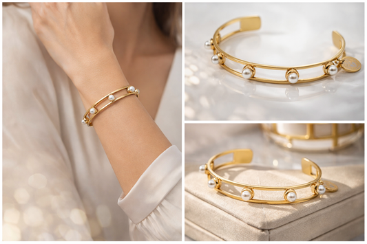 Armreif Offen mit Kunstperlen besetzt Nickelfrei Trend 2026 Ardoné