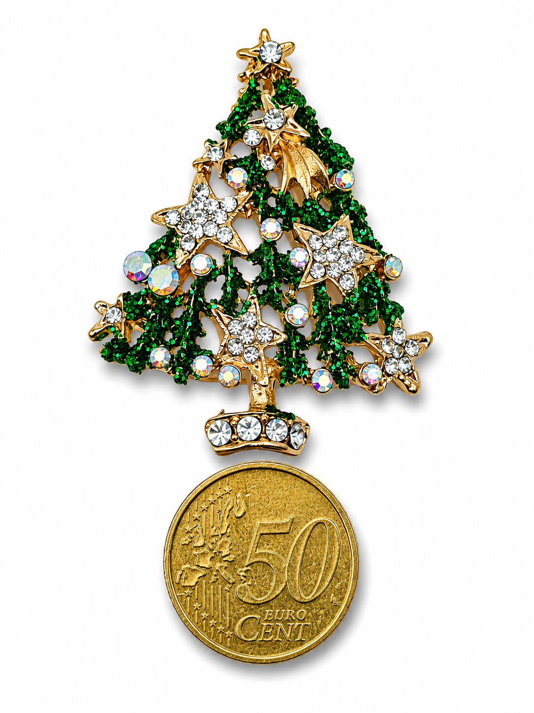 Broche Weihnachtsbaum Tanne Perlen Straß Christmas
