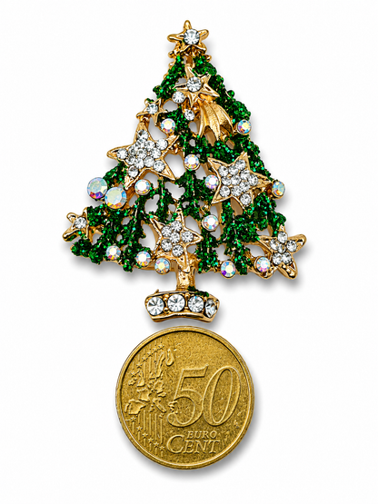 Broche Weihnachtsbaum Tanne Perlen Straß Christmas