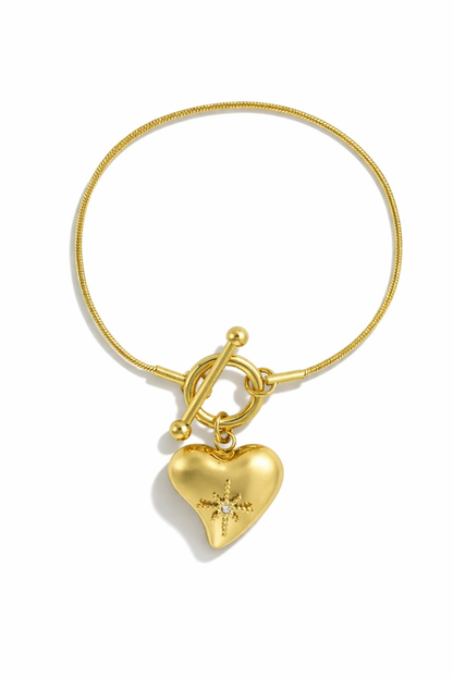 Armband Schlossarmband Herzanhänger in Gold-  Silberfarben Nickelfrei Yehwang