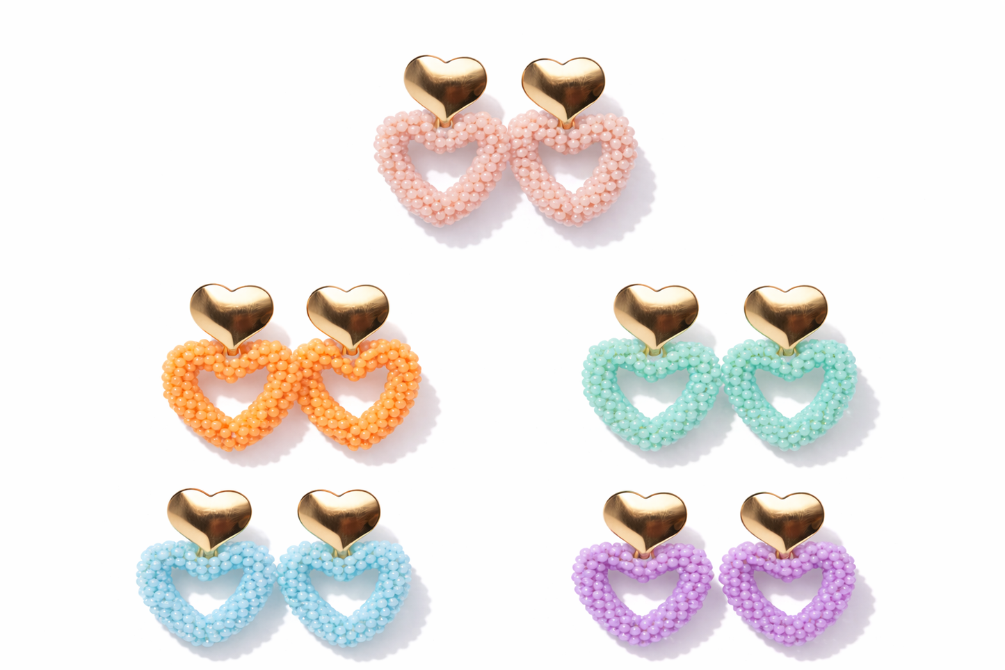 Ohrringe Sweethearts Herz nickelfrei lila hellgrün hellblau rosa Lachs Yehwang