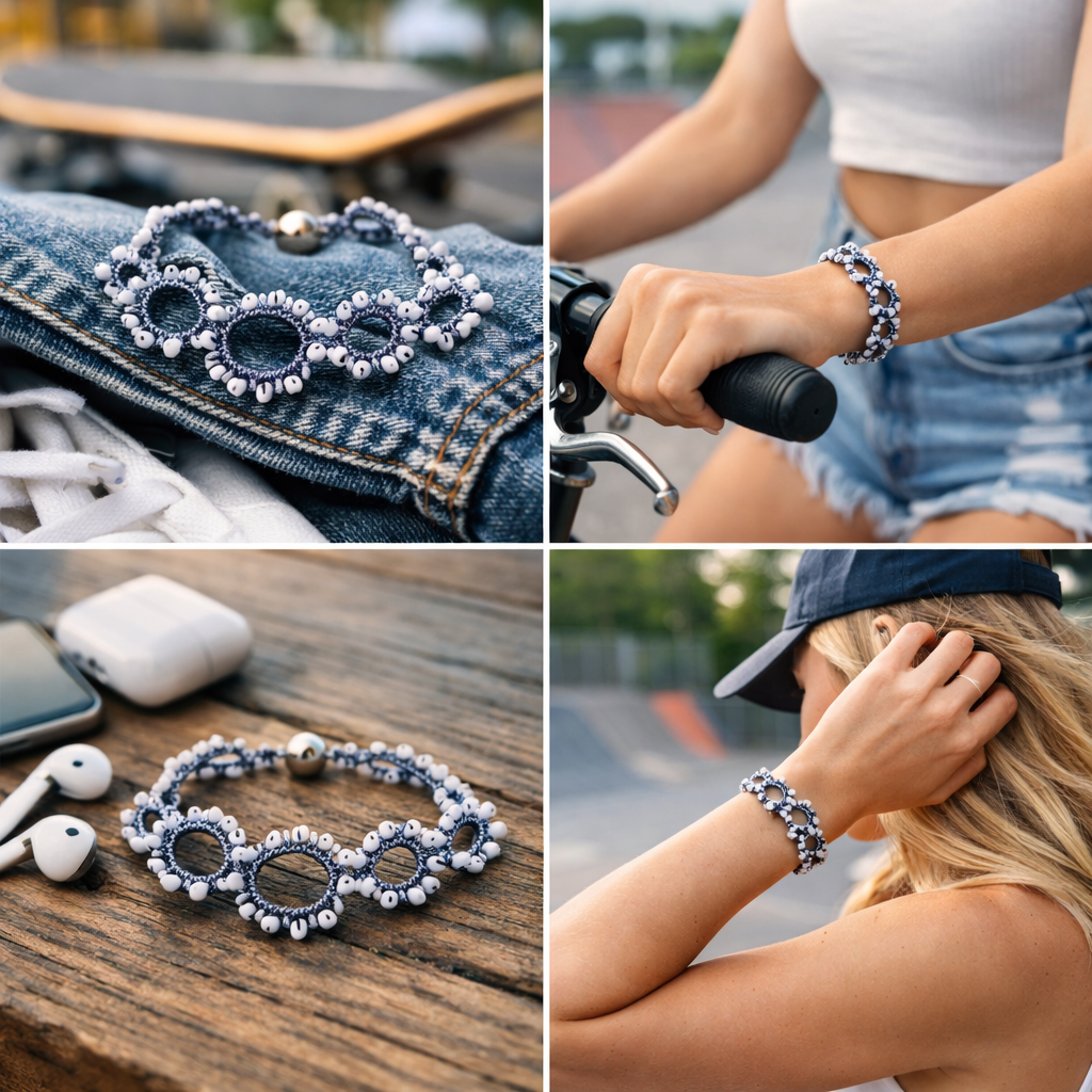 Armband Textil mit Magnet-Verschluss Silber- und Blau Trend Sommer 2026 Biba