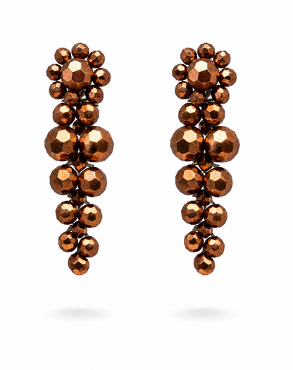 Biba Ohrhänger Crystal-Steinchen Bronze Taupe Rot Elegant Chic