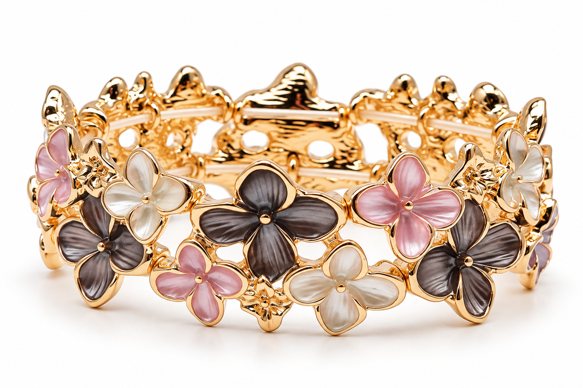Armband Elastisch Blumen Floral Pastell Ardoné Nickelfrei