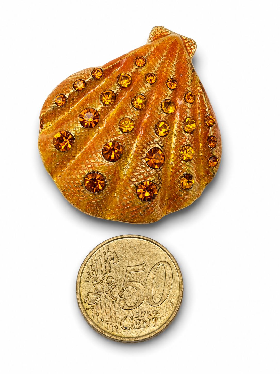 Brosche Muscheln Orange Grün Braun Sonne Strand Urlaub Modeschmuck