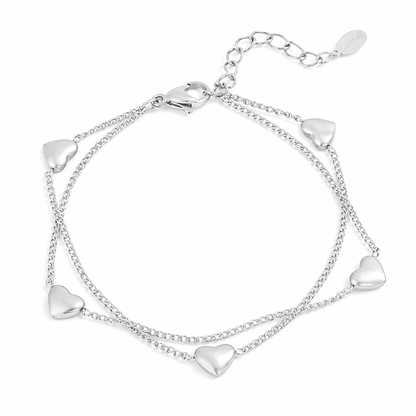 Armband „Lots of Hearts“ Silber- Goldfarben Doppelarmband filigran Herzchen Yehwang