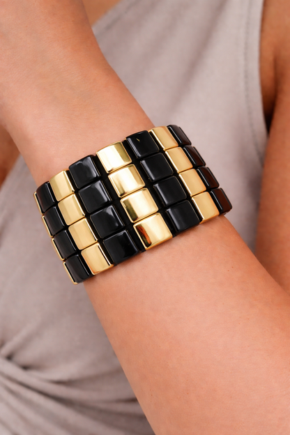 Armband Stretch Goldfarben Blassrosa Weiß Hellblau Hellgrün Beige Schwarz Nickelfrei