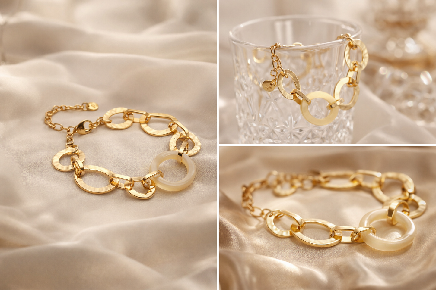 Armband "Fall Chic" Goldfarbene Beige Elementen Nickelfrei elegant Biba