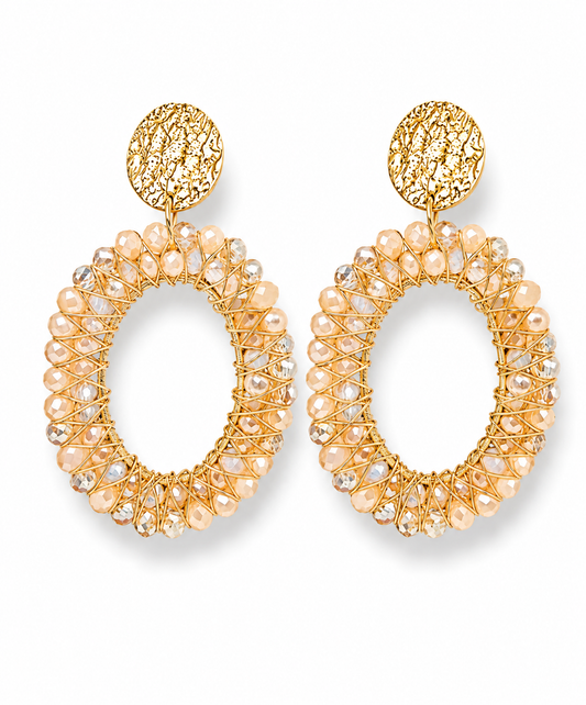 Ohrhänger Ohrringe  Goldfarben oval Gold Statement Nickelfrei Beige Wauw
