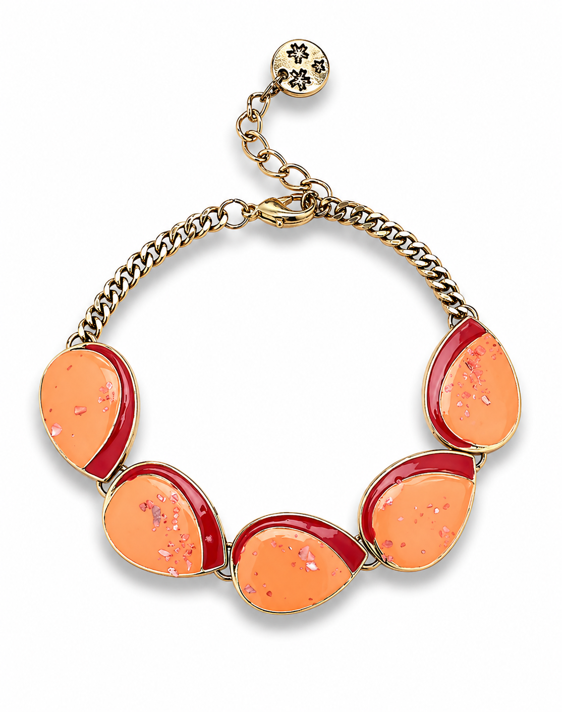 Armband Gliederkette mit Emaille Elemente Weiß oder Orange