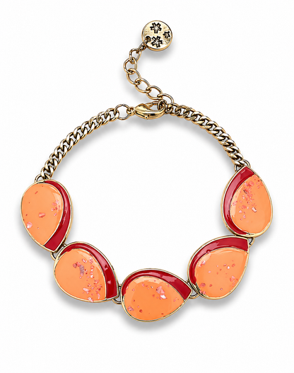 Armband Gliederkette mit Emaille Elemente Weiß oder Orange