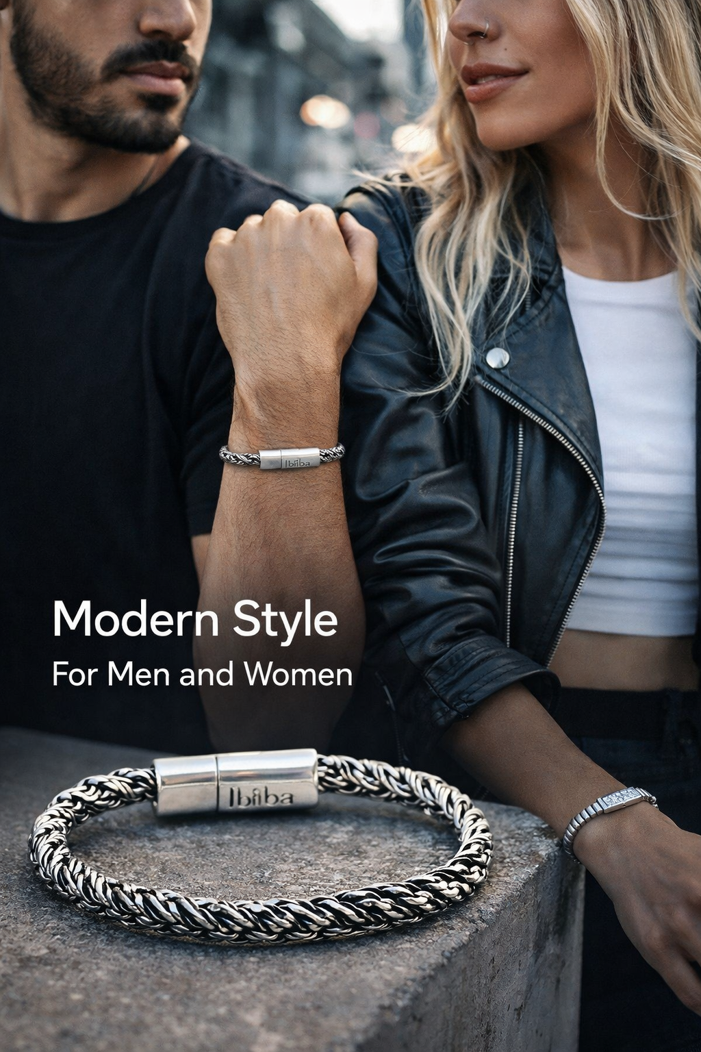 Armband Antik Silberfarben Unisex Gedrehte Gliedern Nickelfrei Biba
