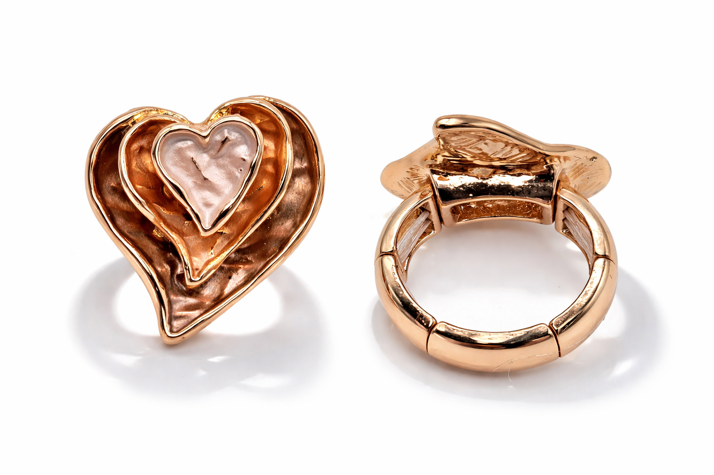 Ring Elastischer Ring Emailliertem Volant Herzen Liebe Romantik Amorino