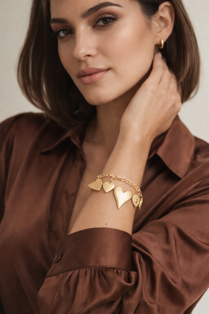 Armband Filigran große Herzen Bettelarmband Nickelfrei Yehwang