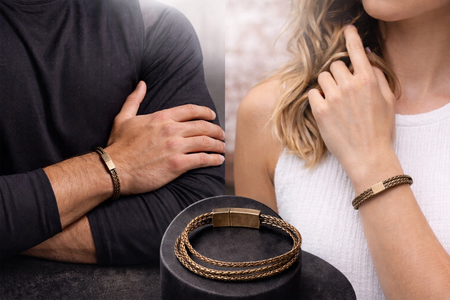 Armband Antik Brass Unisex dreifach Armband in Bronzekupfer ton Nickelfrei Biba
