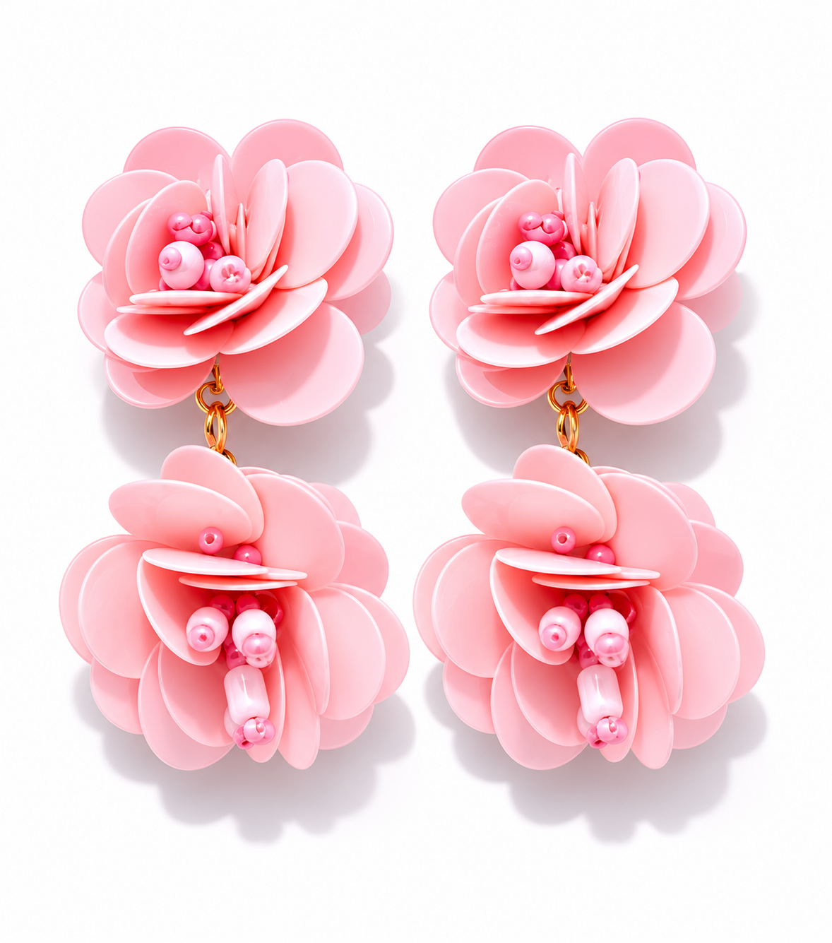 Ohrringe Rose Spirit - Hellblau Grün Rosa nickelfrei Statement Party Wasser Yehwang