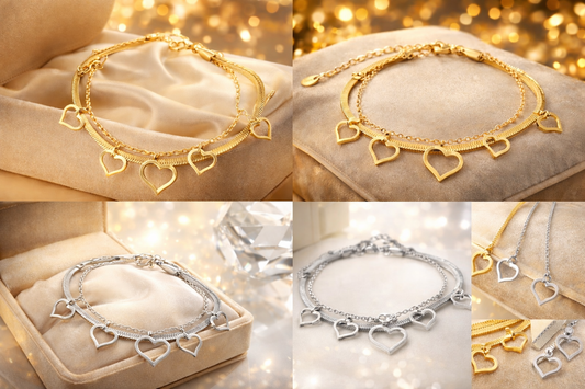 Armband Doppelarmband "Lots of Love" Gold- Silberfarben Nickelfrei Yehwang