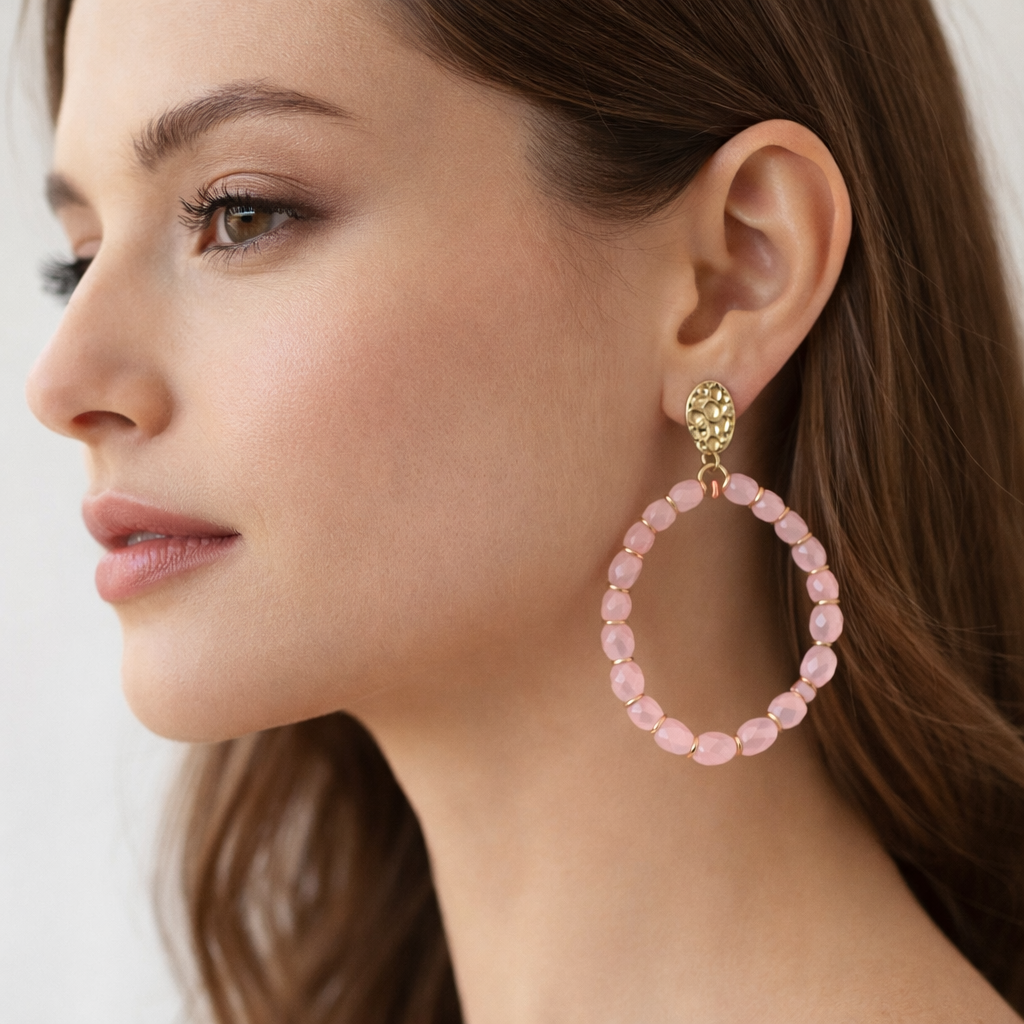 Ohrringe Ohrhänger Rosa Goldene Akzente Nickelfrei Sweet7 Oval