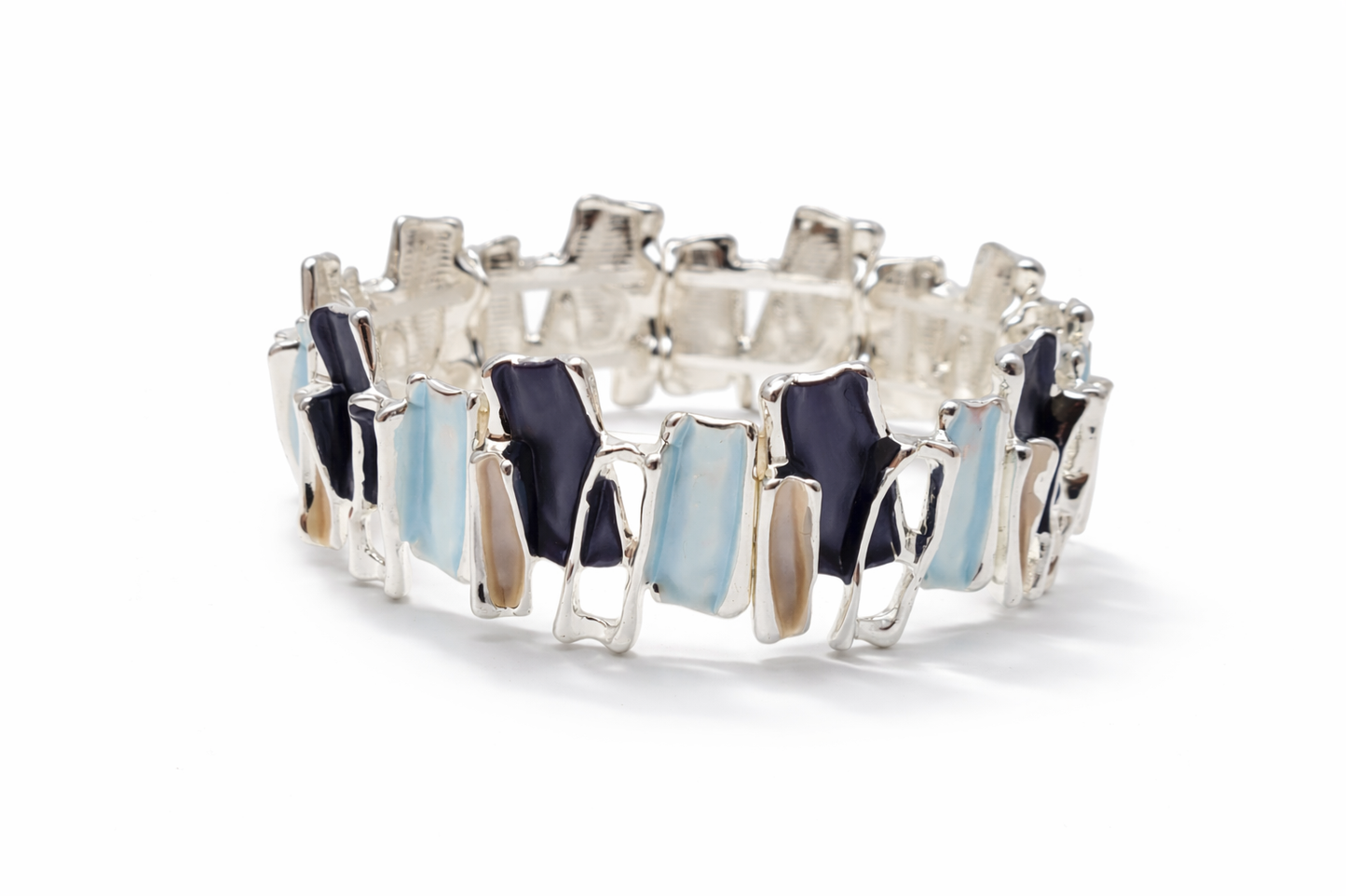 Armband elastisch Lila Kaffee Emaille nickelfrei kombinierbar Blau eisblau Amorino
