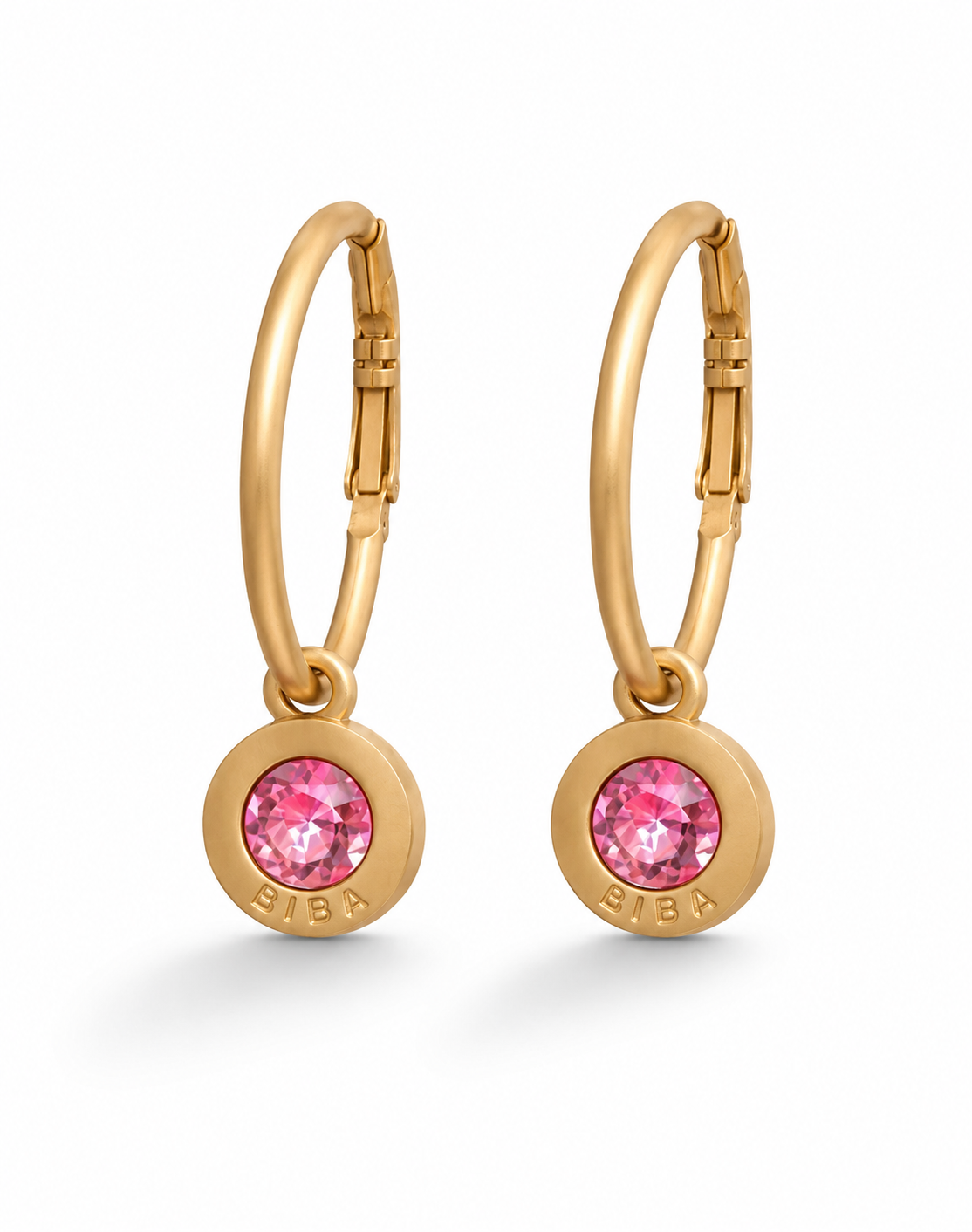 Biba Creolen Strass-Anhänger Mat Gold-Glänzend Gold Ohrhänger Strass