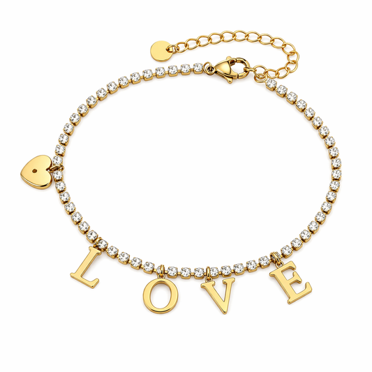 Armband LOVE Gold Bettelarmband Tennisarmband LIebe Romantik Michelle Bijou
