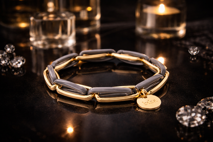 Armband Gliederarmband Schwarz Grau Acryl Nickelfrei Biba