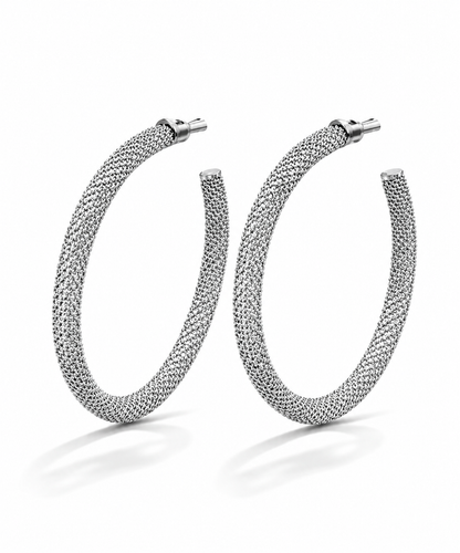 Creolen Netz-Optik Silber- Goldfarben Ohrringe nickelfrei stilvoll elegant Yehwang
