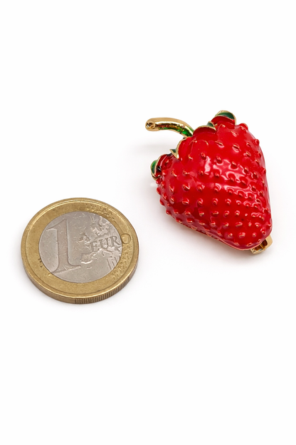 Brosche Erdbeerzeit Erdbeere Rot Obst Frühling Sommer Modeschmuck