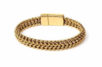 Armband Antik Gold Breites Gliederarmband mit Magnetverschluss 19,5 oder 20,5 cm Biba