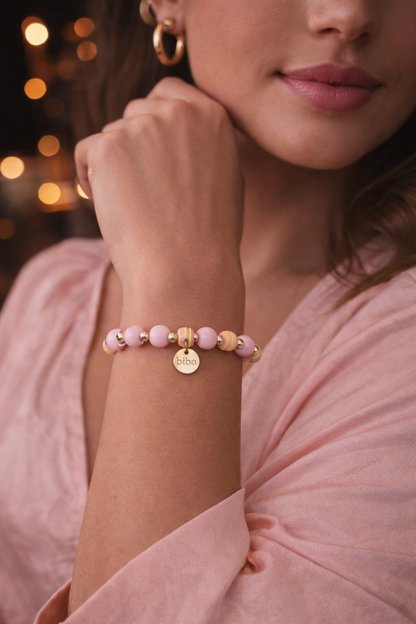 Armband Biba´s Candystore Space Beads elastisch Nickelfrei Biba Goldfarben