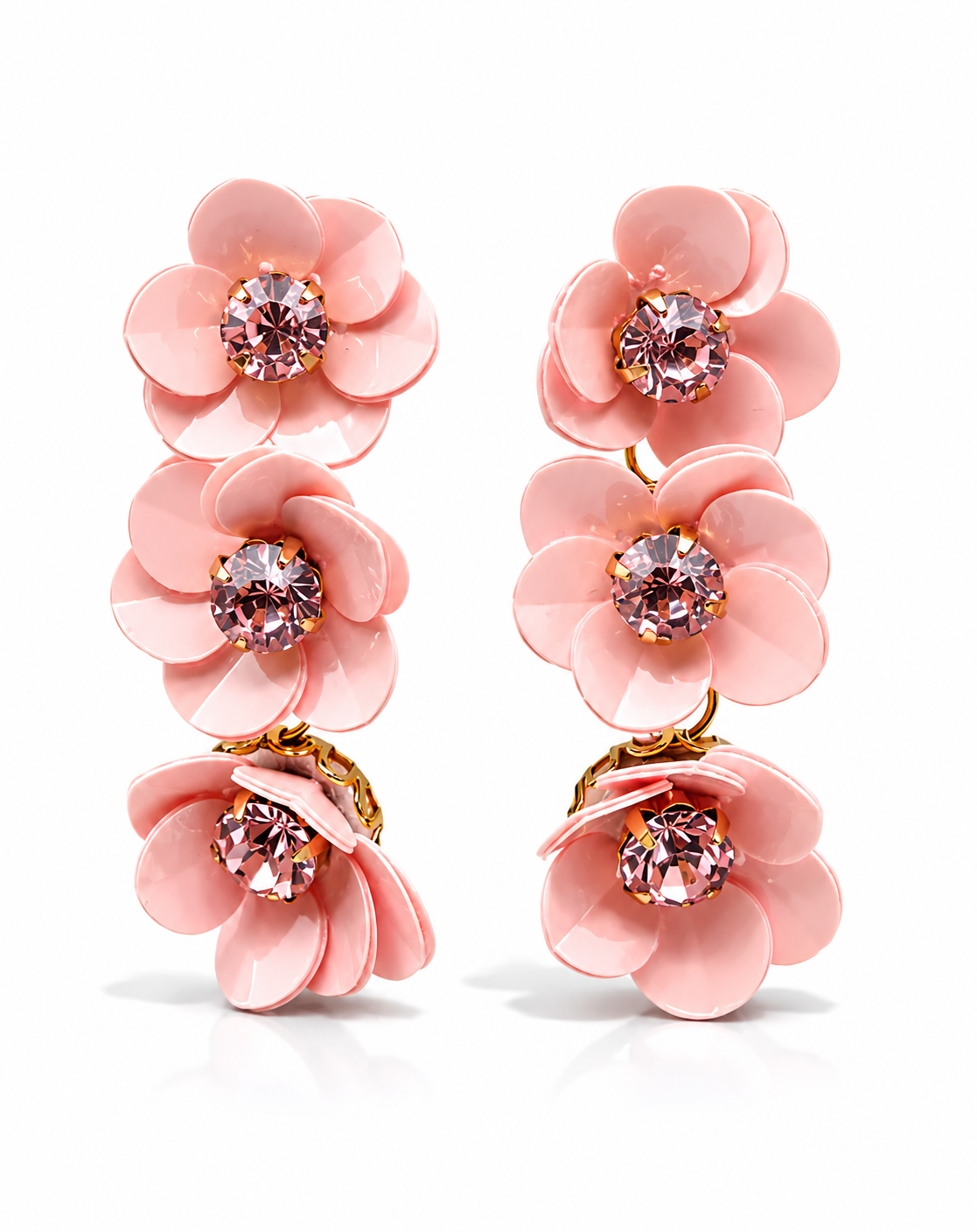 Ohrhänger Blumen Hänger Türkis rosa Pink weiß Straß nickelfrei Yehwang