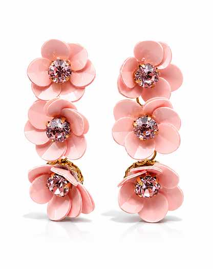 Ohrhänger Blumen Hänger Türkis rosa Pink weiß Straß nickelfrei Yehwang