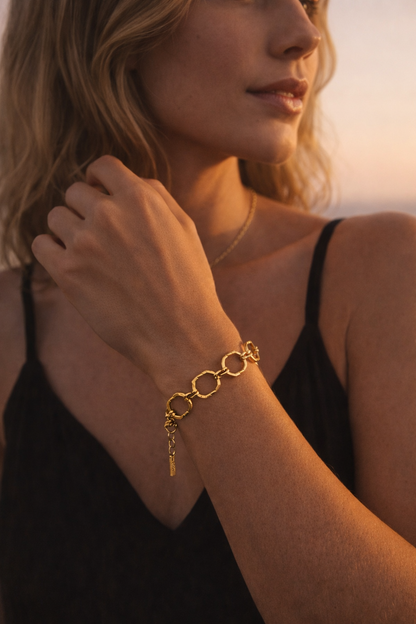 Armband feines Armband mit Honig Rad förmige Glieder trend Sommer Cosmos