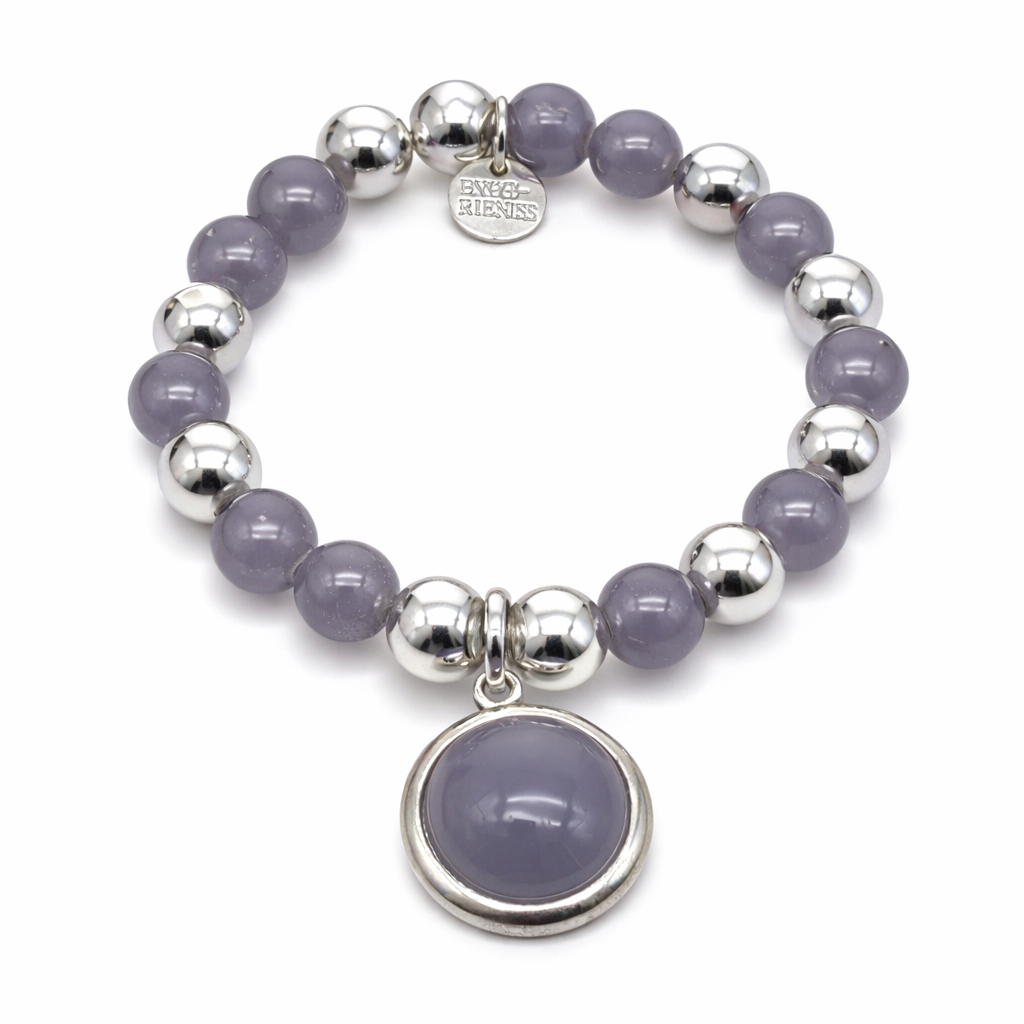 Armband elastisch mit Anhänger Rosa Grau elegant Nickelfrei Biba