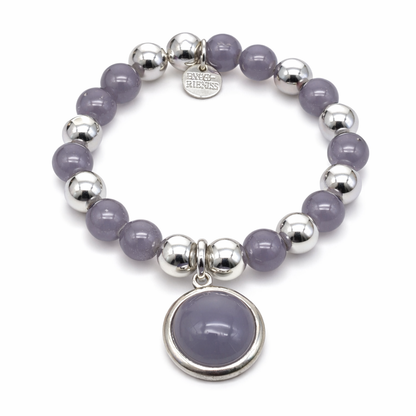 Armband elastisch mit Anhänger Rosa Grau elegant Nickelfrei Biba
