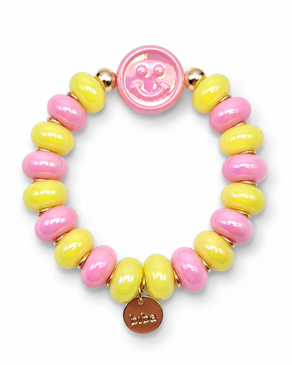 Armband Smiley elastisch bunte Süßigkeiten Candy Biba Rosa Pink Orange Lila