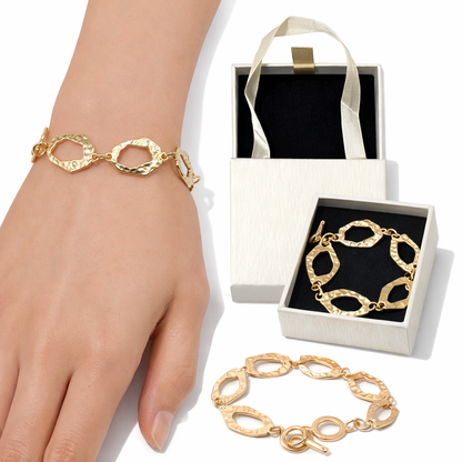 Armband Goldfarben Flaches Kettenarmband Stilvoll Statement Nickelfrei Amorino