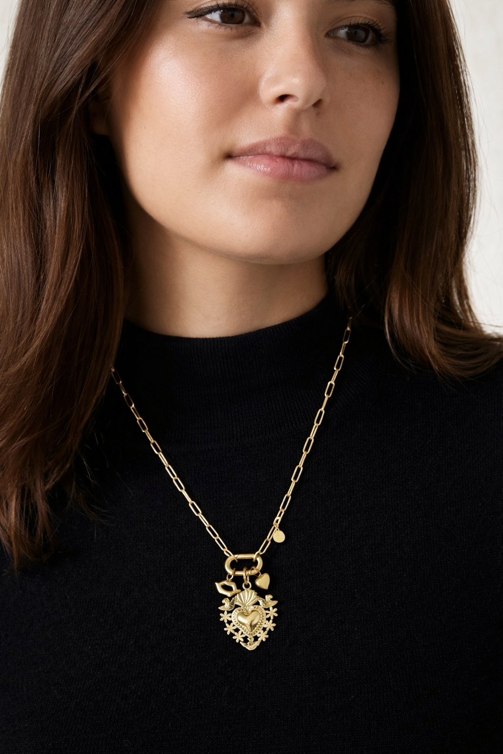 Halskette Charm Haven Halskette Goldfarben Herzanhänger Nickelfrei Yewhang