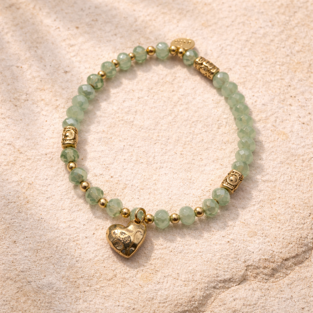Armband elastisch Wassergrün Hellgrün Herzanhänger Trend Sommer Biba